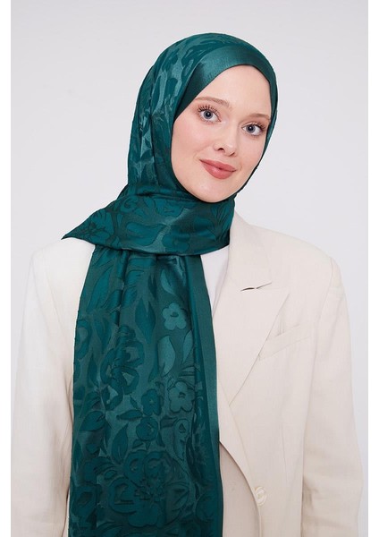 Zümrüt Çiçek Desen Deluxe Devore Şal