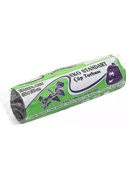 Eko Standart Siyah Çöp Poşeti Hantal 500 gr 100x150 cm