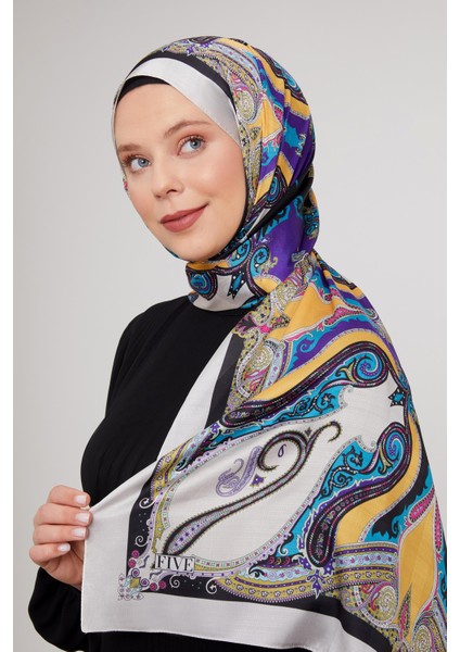 Bej Etnik Çini Desen Vual İpek Şal