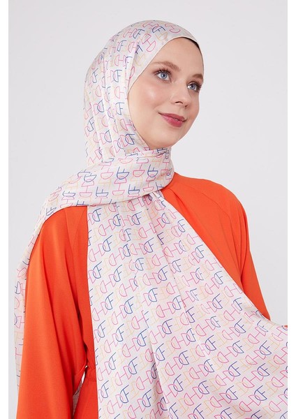Krem Harf Desen Brand Şal