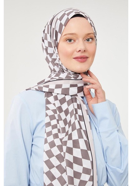 Antrasit Dama Desen Mono Krep Şal fiyatları