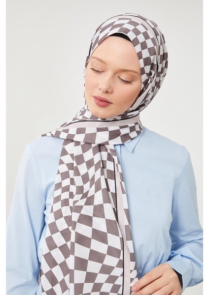 Antrasit Dama Desen Mono Krep Şal fırsatları