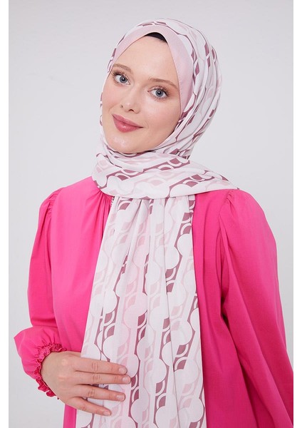 Pudra Geometrik Desen Mono Şal fiyatları