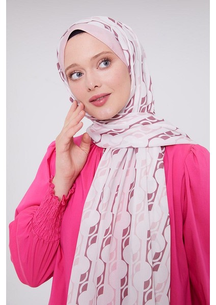 Pudra Geometrik Desen Mono Şal modelleri