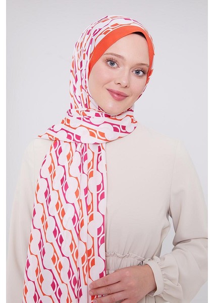 Turuncu Geometrik Desen Mono Şal fiyatları