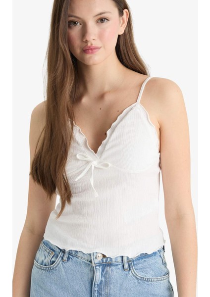 Loose Fit V Yaka Askılı Bluz F1914AX25SM