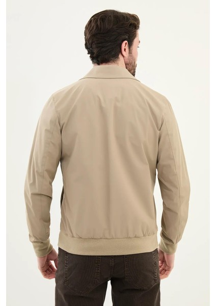 Düz Slim Fit Gömlek Yaka Çift Fermuar Erkek Mont 39638