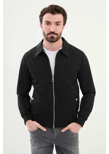 Düz Slim Fit Gömlek Yaka Çift Fermuar Erkek Mont 39638