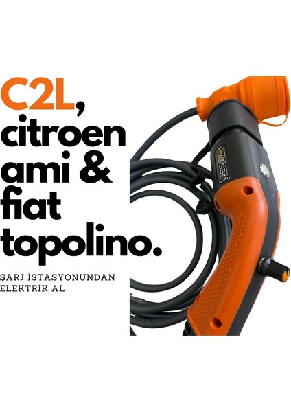 Citroen Ami ve Fiat Topolino Ac Şarj Kablosu, 3mt Uzatmalı, Ac (Tekli, Ikili, Üçlü Priz Seçenekleri )