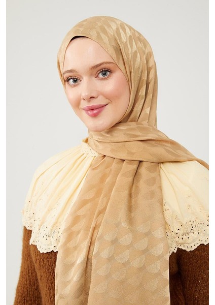Gold Ay Desen Jakarlı Elegance Şal
