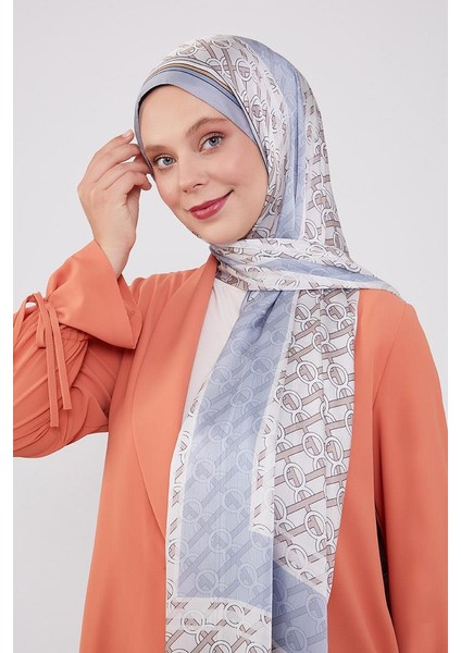 İndigo Şeritli Halka Desen Brand Şal