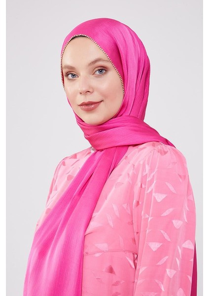 Fuşya Yanları Taş Şeritli Brilant Şal fiyatları