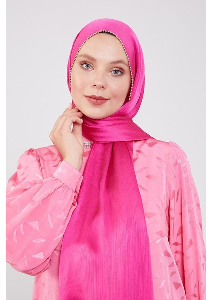 Fuşya Yanları Taş Şeritli Brilant Şal modelleri