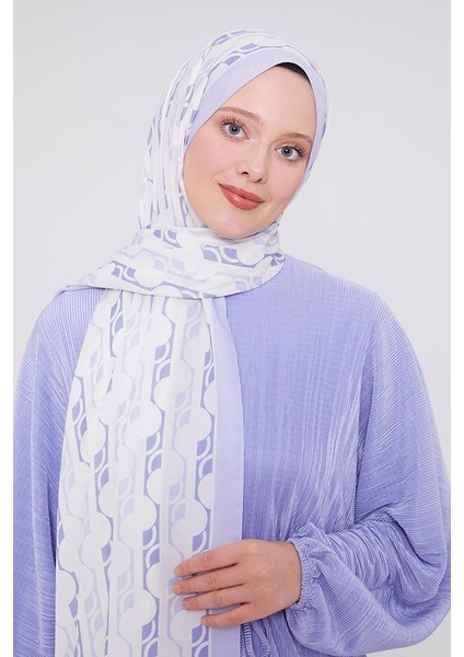 A.Lila Geometrik Desen Mono Şal
