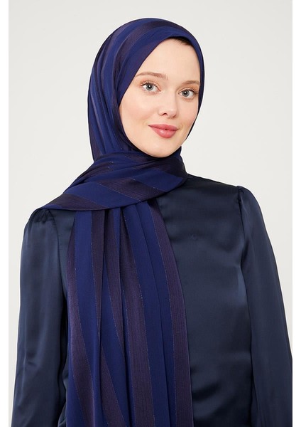 Lacivert Sim Şeritli Tokyo Şal