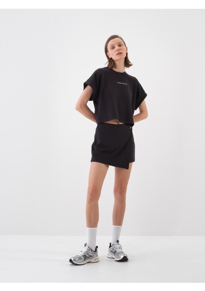 Kadın Siyah Oversize Modal Şort Etek