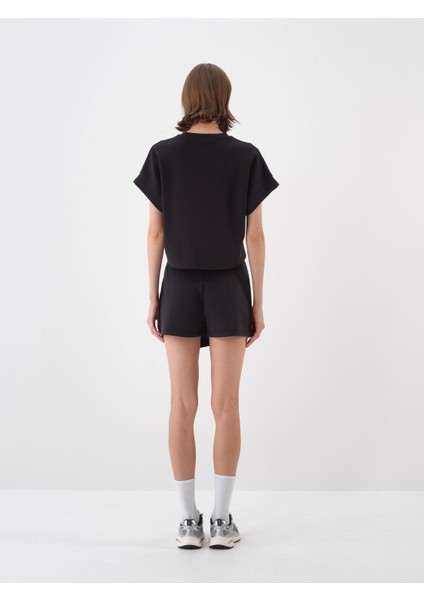 Kadın Siyah Oversize Modal Şort Etek