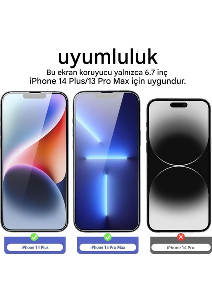 Iphone 13 Pro Max Uyumlu Kırılmaz Ekran Koruyucu Cam 3'lü Set