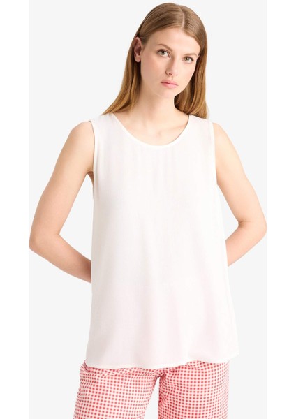 Yuvarlak Yaka Beyaz Plaj Üstü-Fall in Love D9762AX25SM modelleri