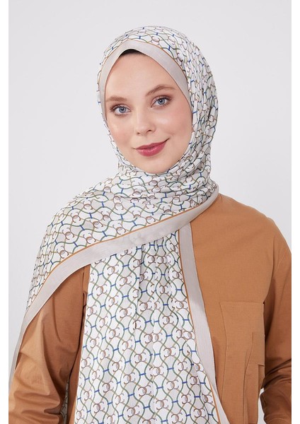 Bej Zincir Desen Brand Şal