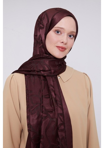 Acı Kahve Yonca Desen Deluxe Devore Şal