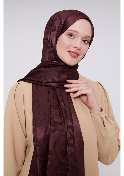 Acı Kahve Yonca Desen Deluxe Devore Şal