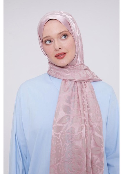 Pembe Çiçek Desen Deluxe Devore Şal