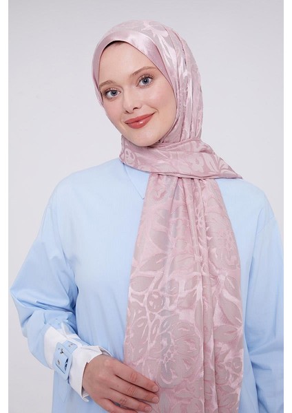 Pembe Çiçek Desen Deluxe Devore Şal