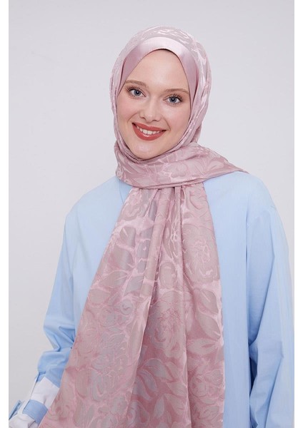 Pembe Çiçek Desen Deluxe Devore Şal