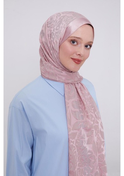 Pembe Çiçek Desen Deluxe Devore Şal