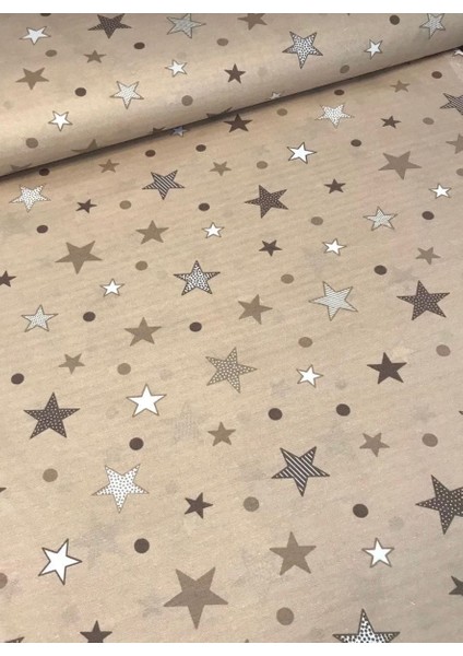 1 Metre Kahve Yıldız | Çarşaflık,nevresimlik,yastıklık Kumaş | EN:240 cm | Ranforce Kumaş(1metre)
