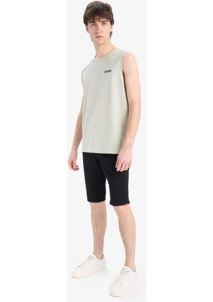 %100 Pamuk Regular Fit Baskılı Bisiklet Yaka Atlet E3217AX25HS
