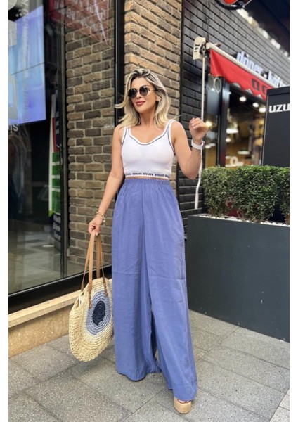 Lastikli Geniş Kesim Pantolon Indigo