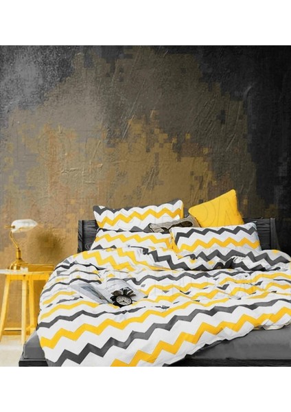 1 Metre Sarı Zikzak | Çarşaflık,nevresimlik,yastıklık Kumaş | EN:240 cm | Ranforce Kumaş(1metre)