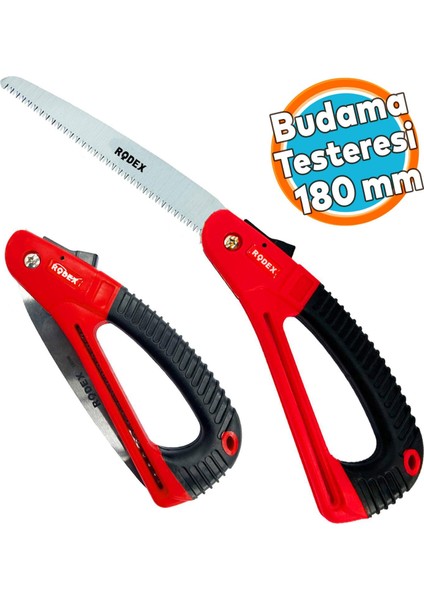 Budama Testeresi 180 mm Metal Kilitli Çelik Düz Ağaç Dal Bağ El Testeresi Açılıp Kapanır