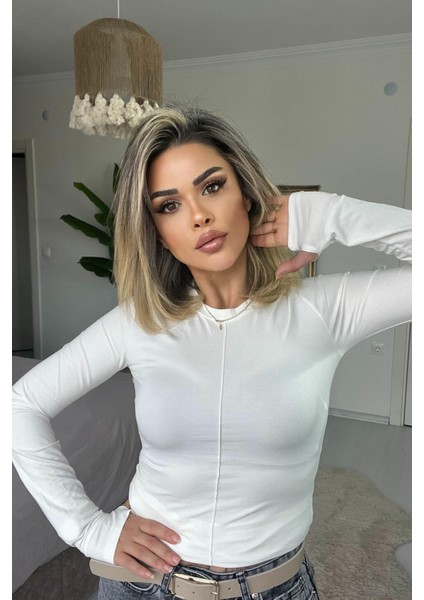 Önü Dikişli Buluz Beyaz modelleri