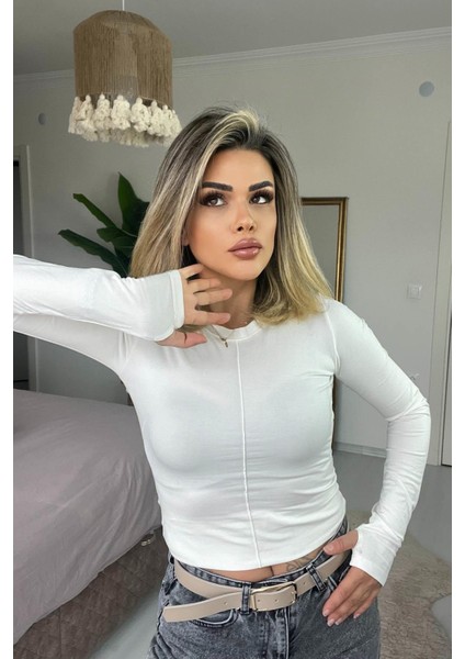 Önü Dikişli Buluz Beyaz indirimleri