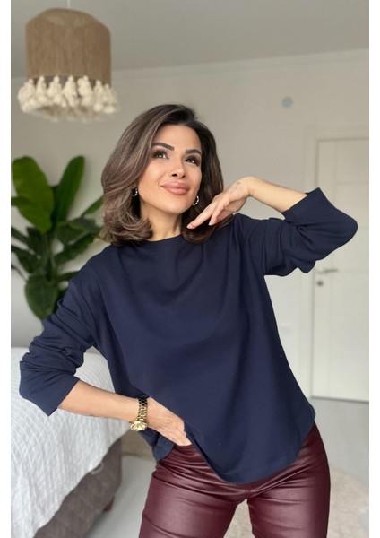 Düz Uzun Kollu Bluz Lacivert fırsatları