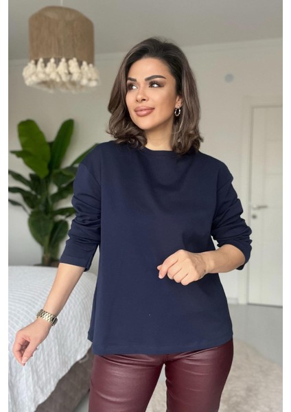 Düz Uzun Kollu Bluz Lacivert indirimleri