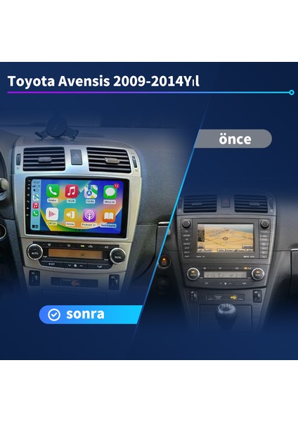 Toyota Avensis 2009-2014 Yıl Uyumlu 9 Inç 4 GB Ram 64 GB Hafıza Multimedya Carplay Navigasyon