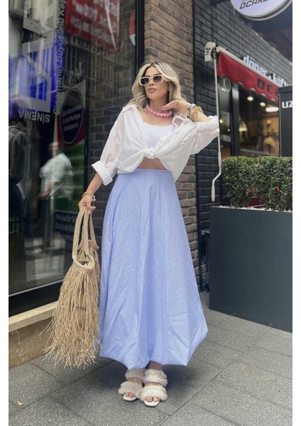 Poplin Balon Etek Mavi fırsatları