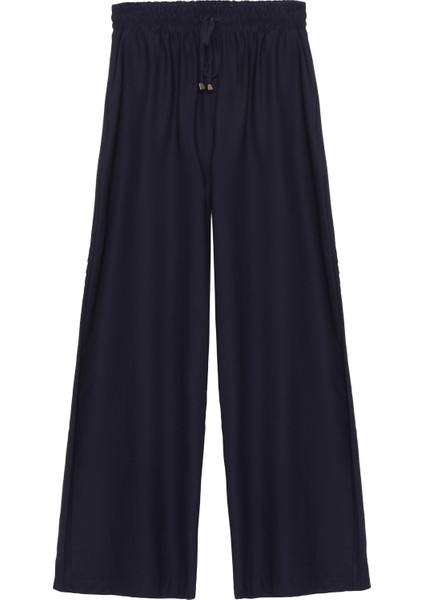 Beli Lastikli Bol Paça Pantolon Lacivert