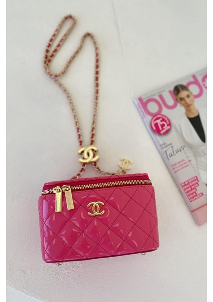 Ayarlanabilir Askılı Mini Kutu Çanta Pembe