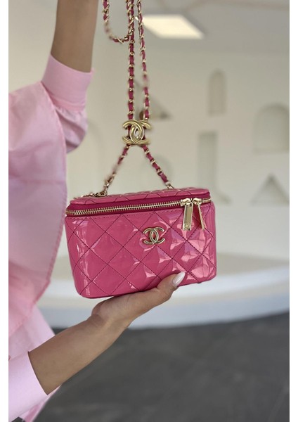 Ayarlanabilir Askılı Mini Kutu Çanta Pembe
