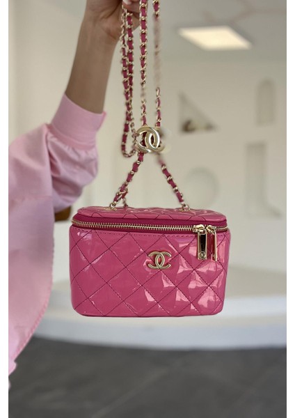 Ayarlanabilir Askılı Mini Kutu Çanta Pembe