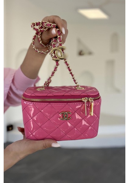 Ayarlanabilir Askılı Mini Kutu Çanta Pembe