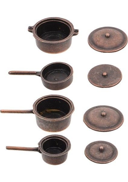 Minyatür 4 Adet Metal Tencere Tava Seti Bebek Evi Çocuk Oyuncakları