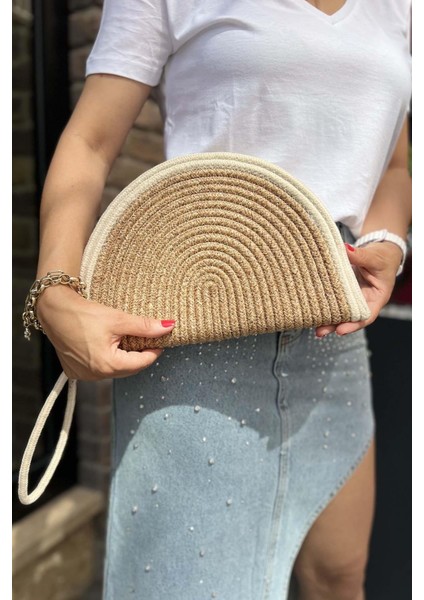 Yelpaze Model El Çantası Bej