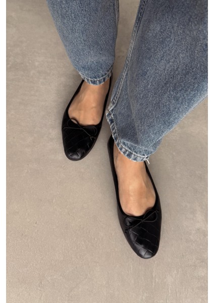 Glamor Siyah Hakiki Deri Babet