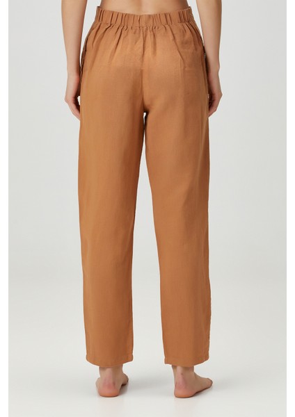 Lino Keten Pantolon Taba Rengi fırsatları